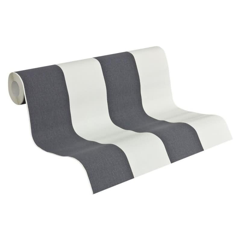 179050 Papier Peint Rayures Vagues Blanc Gris Argent AS Creation