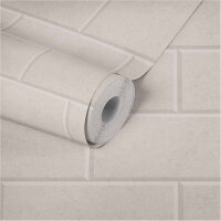 343223 Papier Peint Effet Pierre Beige Crème...