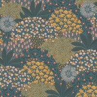 387404 Papier Peint Floral Feuilles et Branches Bleu...