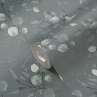 397683 Papier Peint Floral Aquarelle Vert Fonc&eacute;...