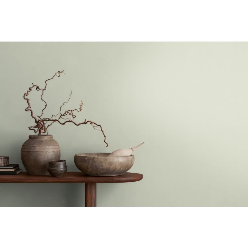 397720 Papier peint uni effet lin gris menthe - AS Creation