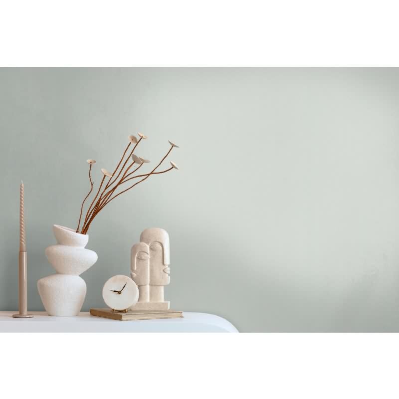 397720 Papier peint uni effet lin gris menthe - AS Creation