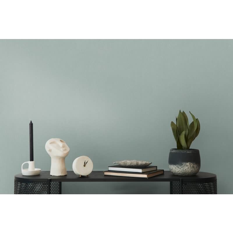 397751 Papier Peint Uni Aspect Lin Vert Sauge AS Creation