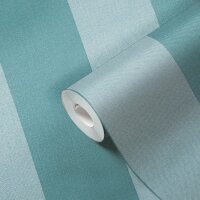 397928 Papier peint &agrave; rayures bleu turquoise...