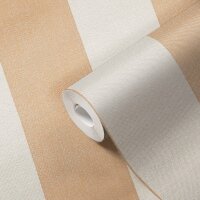 397942 Papier peint rayures beige blanc lin naturel AS...