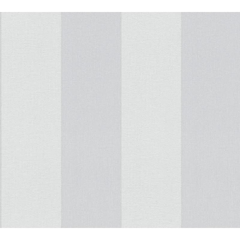 397980 Papier peint à rayures gris clair et blanc structure lin moderne élégant AS Creation