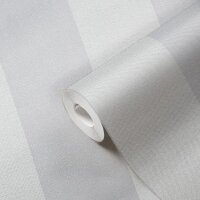 397980 Papier peint &agrave; rayures gris clair et blanc...