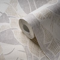 395025 Papier peint feuilles de bananier crème...